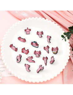 Conjunto de 16 Pines de Esmalte Axolotl Rosa Sureio 2