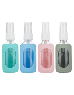 Botellas de Spray de Vidrio HOMBYS 50ml - Pack de 4 con Manga de Silicona