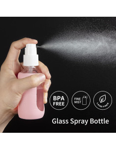 Botellas de Spray de Vidrio HOMBYS 50ml - Pack de 4 con Manga de Silicona 2
