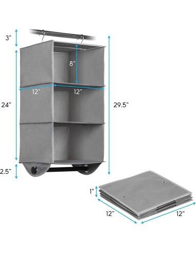 Organizador Colgante de Closet HOLDN STORAGE 3 Estantes 30.5x74.9cm