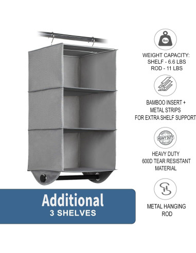 Organizador Colgante de Closet HOLDN STORAGE 3 Estantes 30.5x74.9cm