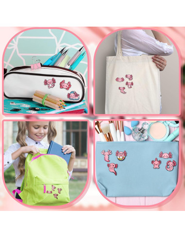 Conjunto de 16 Pines de Esmalte Axolotl Rosa Sureio