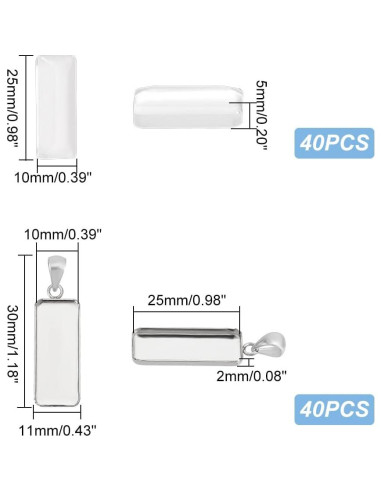 Bandeja Rectangular para Joyería UNICRAFTALE 40pcs Acero Inoxidable