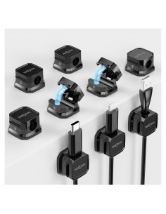 9 Clips Magnéticos para Cables NIRXUBLA - Organizador Adhesivo Negro
