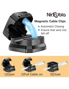 9 Clips Magnéticos para Cables NIRXUBLA - Organizador Adhesivo Negro 2