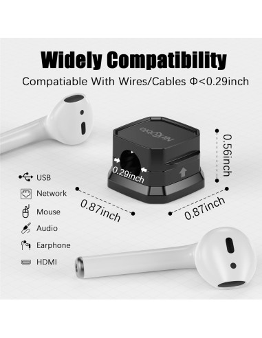 9 Clips Magnéticos para Cables NIRXUBLA - Organizador Adhesivo Negro