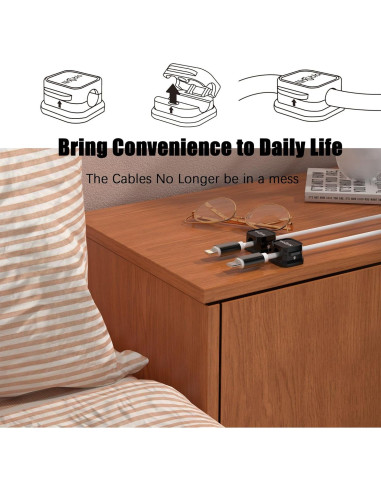 9 Clips Magnéticos para Cables NIRXUBLA - Organizador Adhesivo Negro