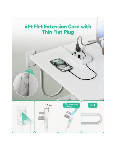 Toma de Corriente de Viaje Alitayee 6 USB 24W 1.83m