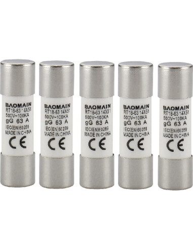 Portafusibles Baomain RT18-63 con 5 Fusibles Cerámicos 63A