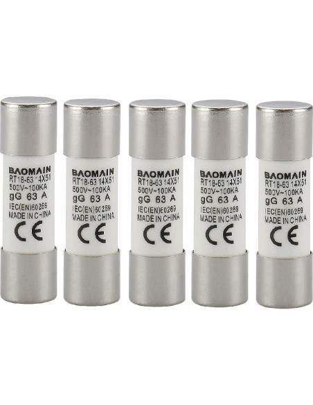 Portafusibles Baomain RT18-63 con 5 Fusibles Cerámicos 63A