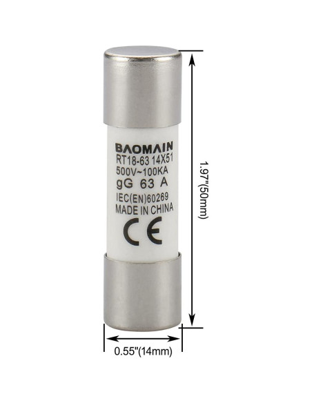 Portafusibles Baomain RT18-63 con 5 Fusibles Cerámicos 63A