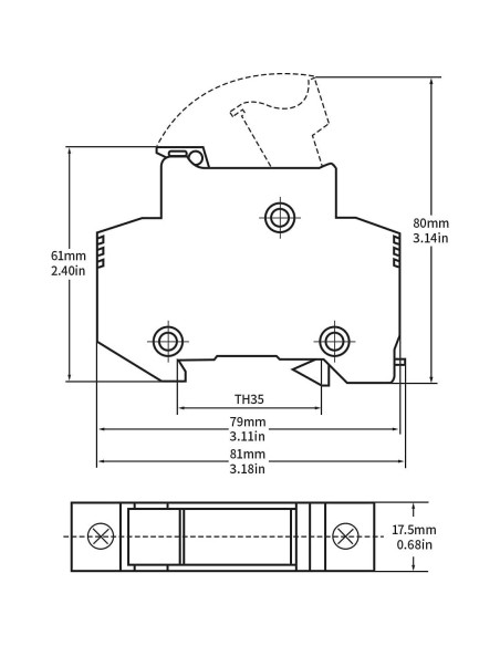 Portafusibles Baomain RT18-63 con 5 Fusibles Cerámicos 63A