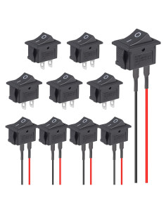 Interruptor Rocker VEXUNGA 12V 2 Pines SPST Negro 10A 5 Pcs
