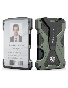 Billetera Minimalista Oaridey Verde Militar con Clip y Bloqueo RFID