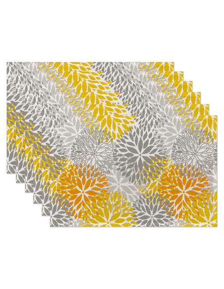 Set de 6 Manteles Individuales CIAIDU Lino 30x45 cm Flor Dahlia