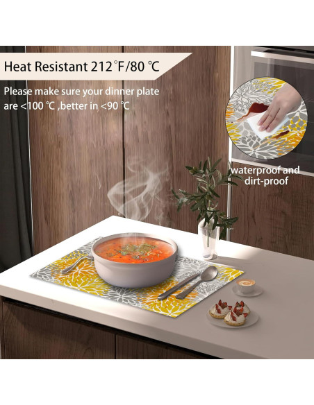 Set de 6 Manteles Individuales CIAIDU Lino 30x45 cm Flor Dahlia