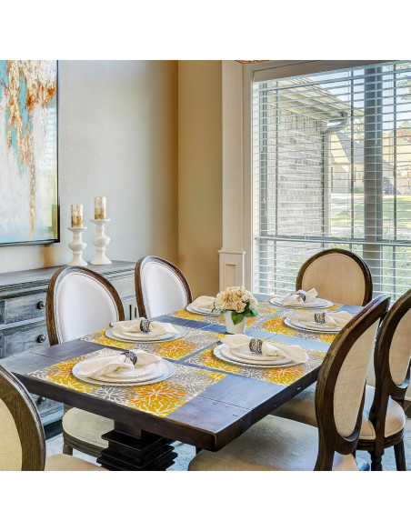 Set de 6 Manteles Individuales CIAIDU Lino 30x45 cm Flor Dahlia