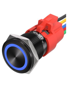 Interruptor de Botón Momentáneo APIELE 19mm LED Azul Aluminio
