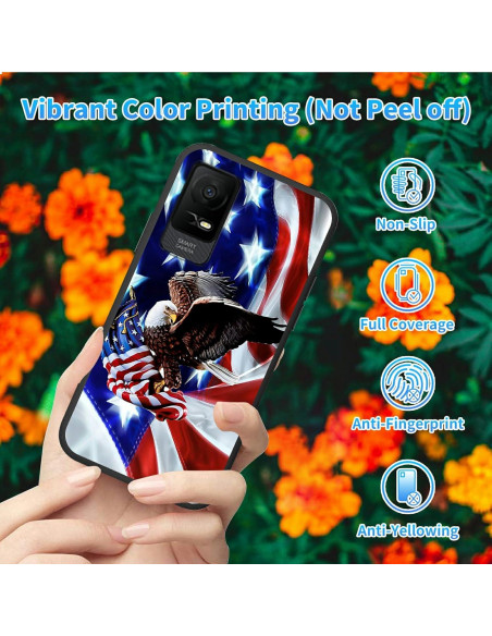 Funda TPU suave Dikoer para TCL Ion X 6.0" bandera americana