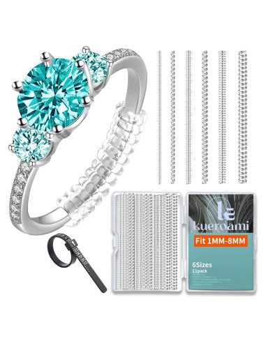 Ajustador de Tamaño de Anillo Kueroami - 12 Piezas Transparentes