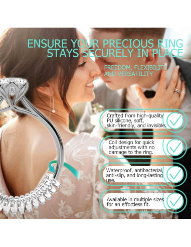 Ajustador de Tamaño de Anillo Kueroami - 12 Piezas Transparentes