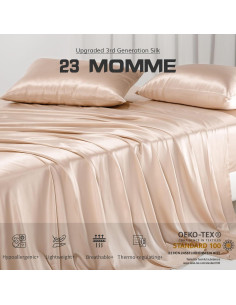 Sábana Plana de Seda PROMEED 100% Morera Twin XL Champán 2