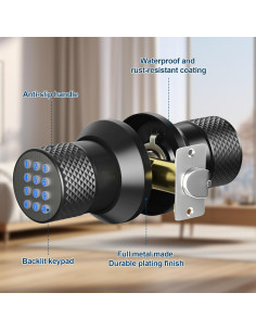 Cerradura Digital FITNATE Manija de Puerta con Teclado Negra 2