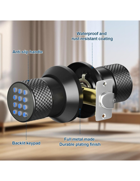 Cerradura Digital FITNATE Manija de Puerta con Teclado Negra