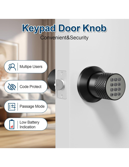 Cerradura Digital FITNATE Manija de Puerta con Teclado Negra