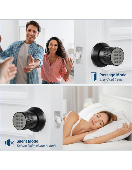 Cerradura Digital FITNATE Manija de Puerta con Teclado Negra