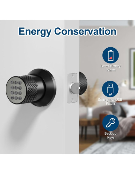 Cerradura Digital FITNATE Manija de Puerta con Teclado Negra