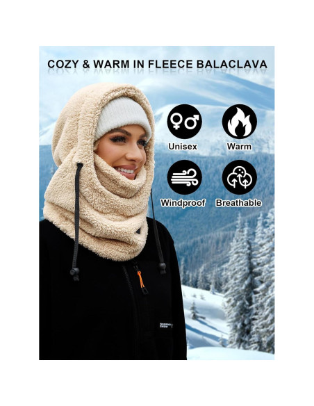 Balaclava de Forro Polar Unisex a Prueba de Viento Beige
