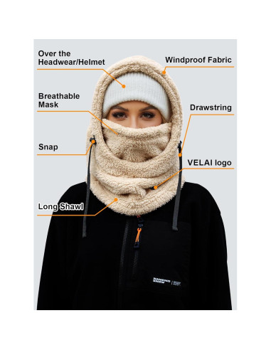 Balaclava de Forro Polar Unisex a Prueba de Viento Beige