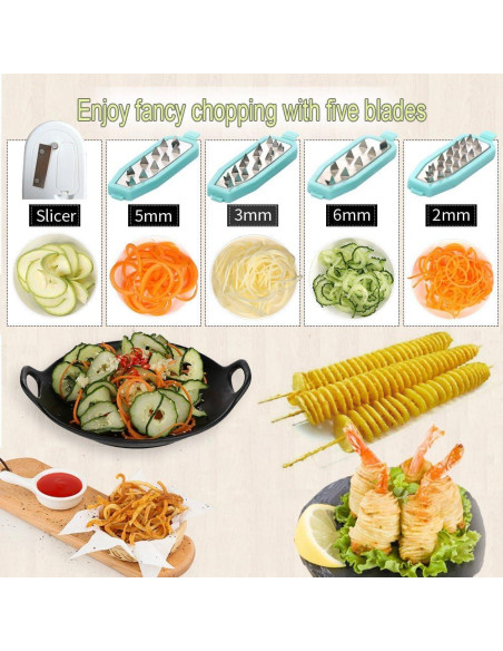 Cortador de Fideos de Verdura Ourokhome - 5 Cuchillas Manual