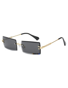 Gafas de Sol Retro Sin Montura LASPOR Unisex Metal Dorado UV400