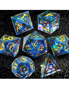 Juego de Dados de Resina HAOMEJA 7pcs Efecto Vidrio Templado 2
