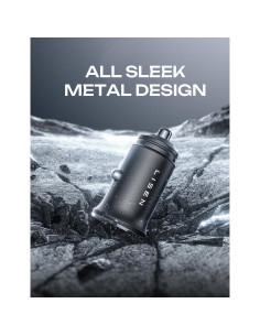 Cargador de Coche USB C LISEN 36W con Cable 2 en 1 Negro 2