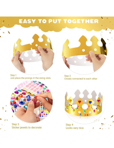 Kit de Coronas de Papel Doradas para Cumpleaños - 15 Piezas