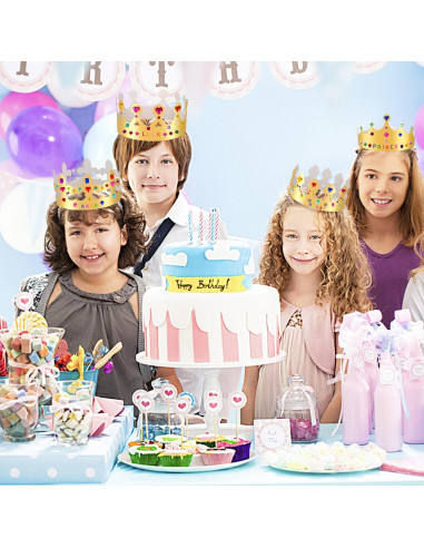 Kit de Coronas de Papel Doradas para Cumpleaños - 15 Piezas