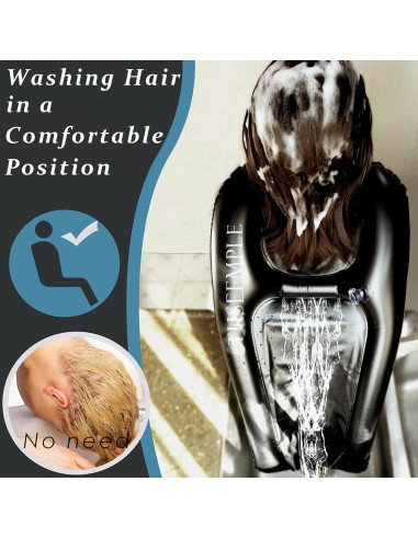 Tazón de Champú Portátil Tuseemple Negro 63.5cm para Lavado