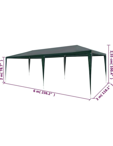 Carpa de Fiesta GROSERY 2.99m x 5.99m Verde Resistente UV