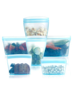 Bolsa de Silicona Reutilizable Xomoo 6 Pcs 600ml Azul