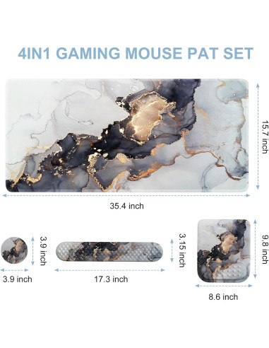 Set de Alfombrillas Ergonómicas iCasso 4 en 1 Mármol Gris