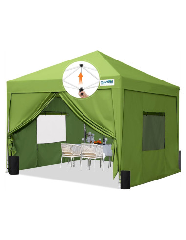 Carpa Plegable Quictent 3x3m Verde Impermeable con Ventanas