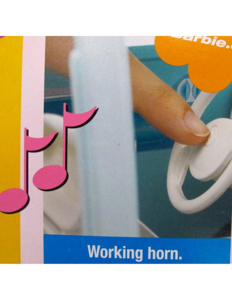 Vehículo Volkswagen Microbus Barbie Aqua con Claxon y Puerta Corrediza