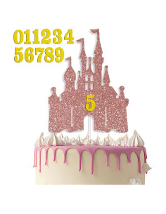 Adorno de Pastel de Princesa Oro Rosa - Decoración Fiesta Cumpleaños