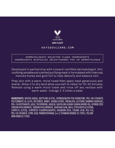 Máscara Facial de Carbón Equilibrante Keys Soulcare 49.87g