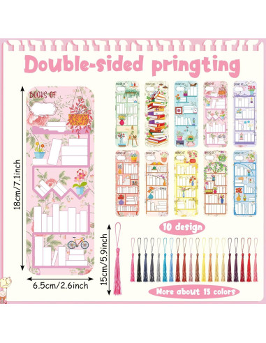 100 Marcadores de Libros Spakon con Borlas Multicolor 18x6.5cm