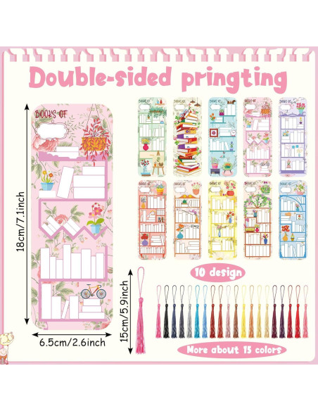 100 Marcadores de Libros Spakon con Borlas Multicolor 18x6.5cm