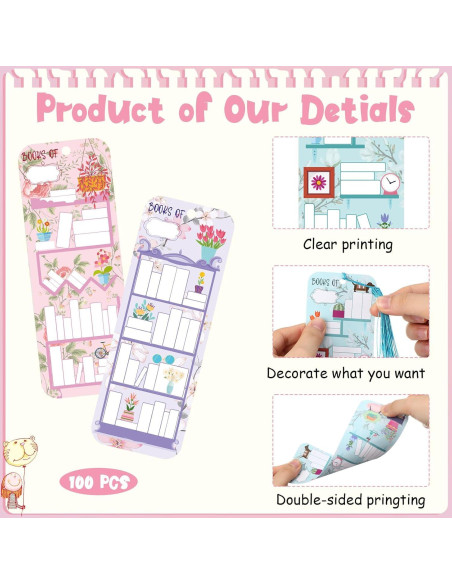 100 Marcadores de Libros Spakon con Borlas Multicolor 18x6.5cm